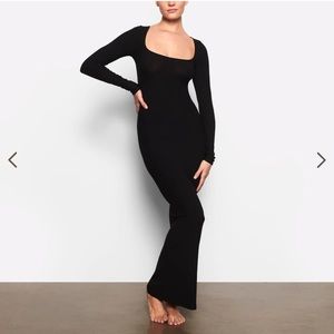 SKIMS soft lounge long sleeve dress in onyx in 2x
